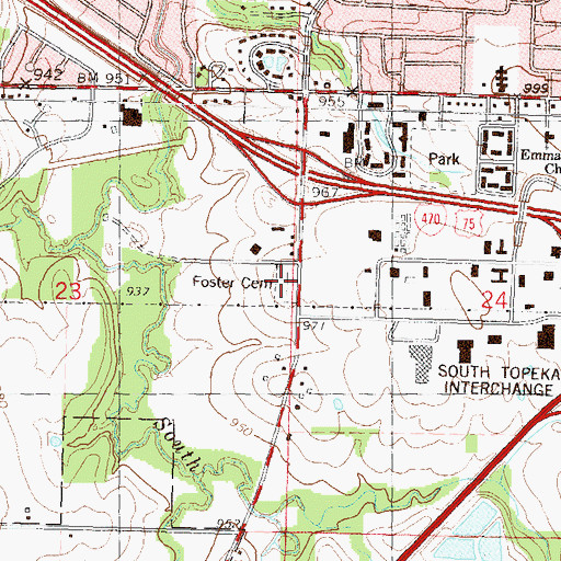 Topographic Map of Foster Cemetery, KS