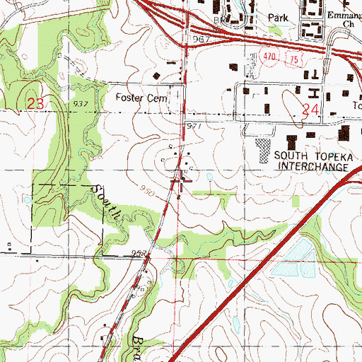 Topographic Map of Sunnyside School, KS