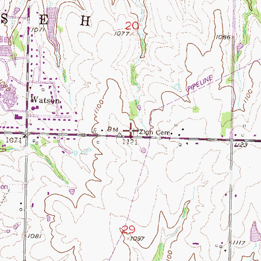 Topographic Map of Zion Cemetery, KS