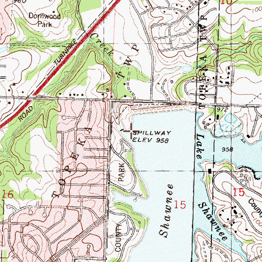 Topographic Map of Lake Shawnee, KS