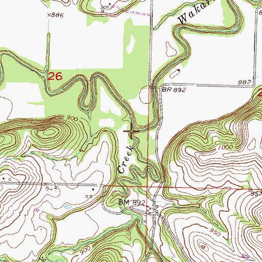Topographic Map of Elk Creek, KS