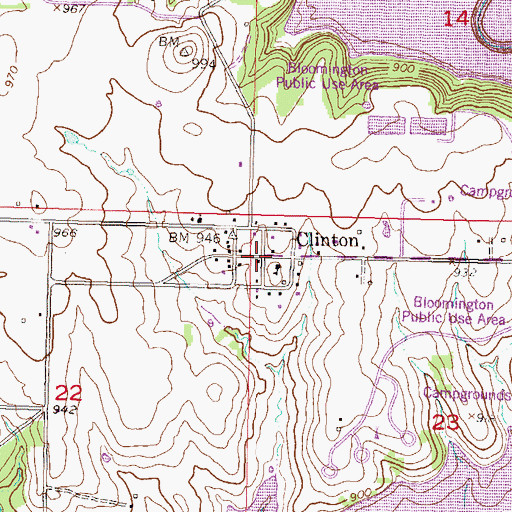 Topographic Map of Clinton, KS