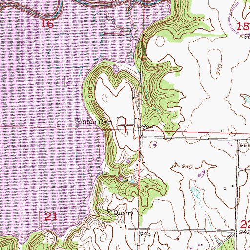 Topographic Map of Clinton Cemetery, KS