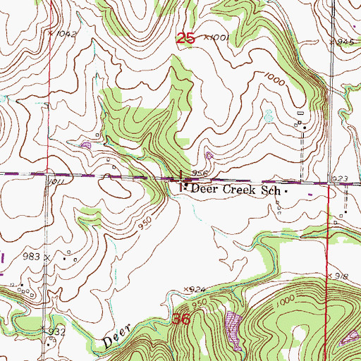 Topographic Map of Deer Creek School (historical), KS