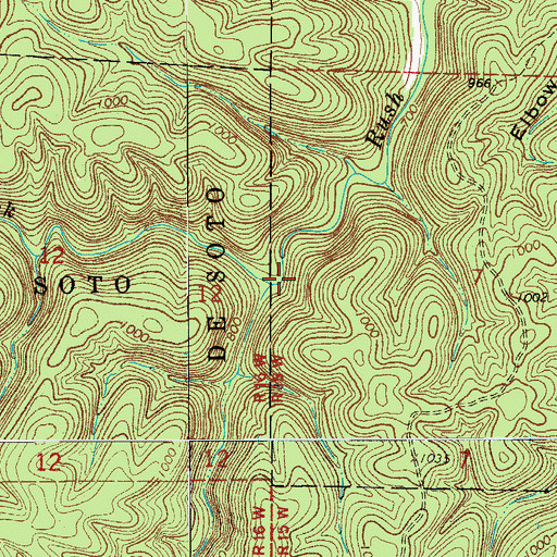 Topographic Map of Coldwater Hollow, AR