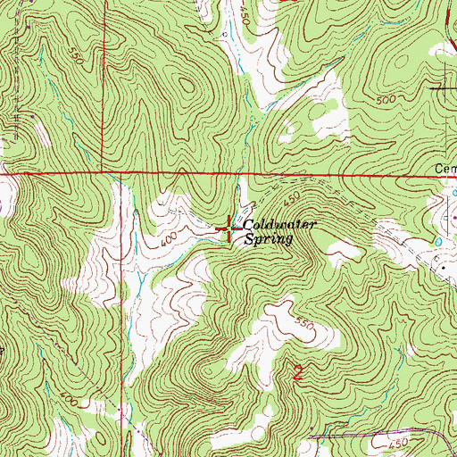 Topographic Map of Coldwater Spring, AR