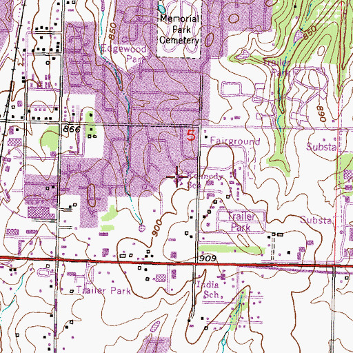 Topographic Map of Kennedy Elementary School, KS