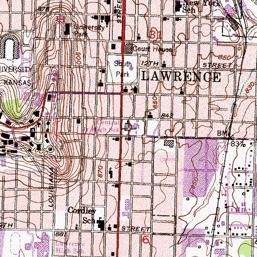 Topographic Map of Liberty Memorial Central Middle School, KS