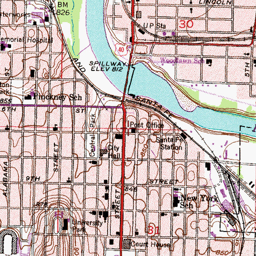 Topographic Map of Lawrence, KS