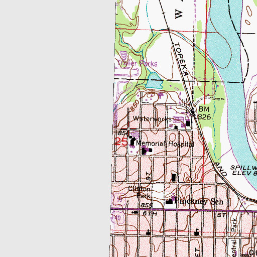 Topographic Map of Lawrence Memorial Hospital, KS