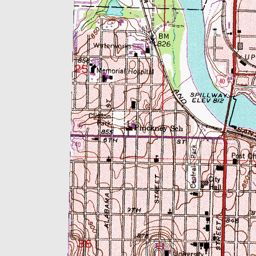 Topographic Map of Pinckney Elementary School, KS