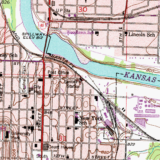 Topographic Map of Santa Fe Station, KS