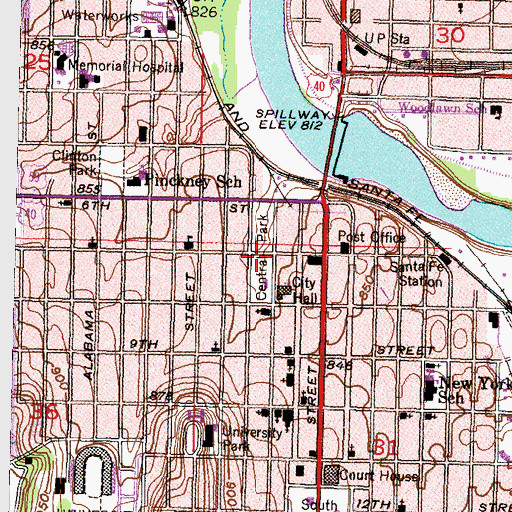 Topographic Map of Central Park, KS