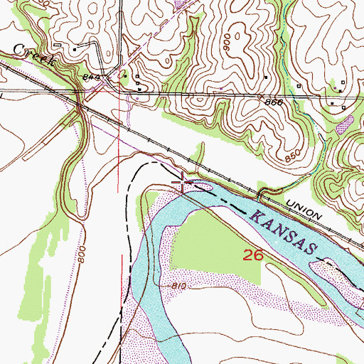 Topographic Map of Mud Creek, KS
