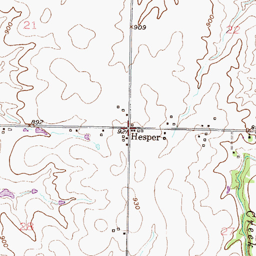 Topographic Map of Hesper, KS