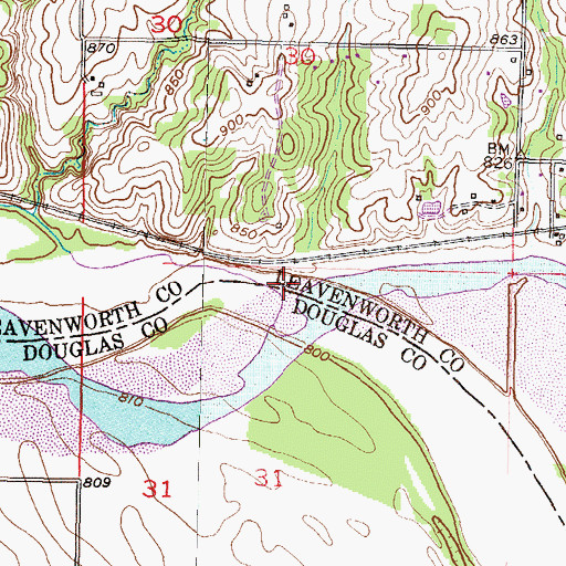 Topographic Map of Kent Creek, KS