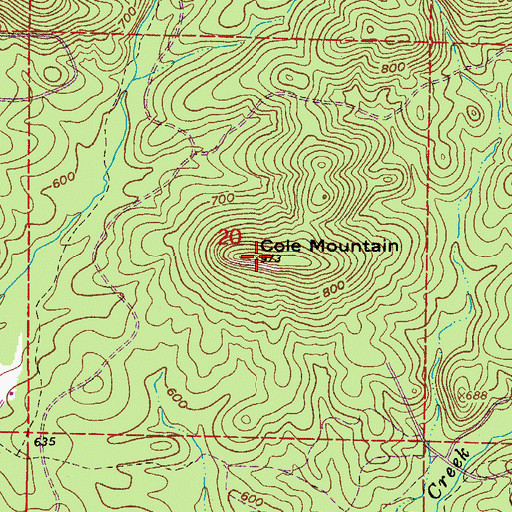 Topographic Map of Cole Mountain, AR