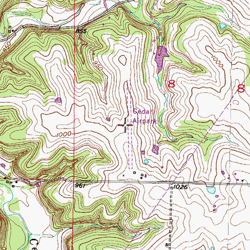 Topographic Map of Cedar Air Park, KS