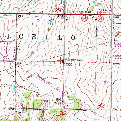 Topographic Map of Murphy Cemetery, KS