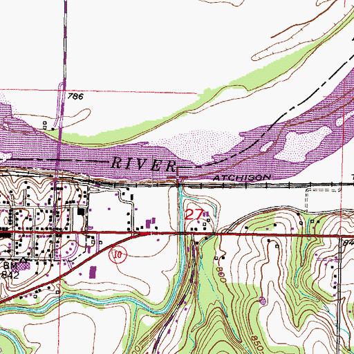 Topographic Map of Kill Creek, KS