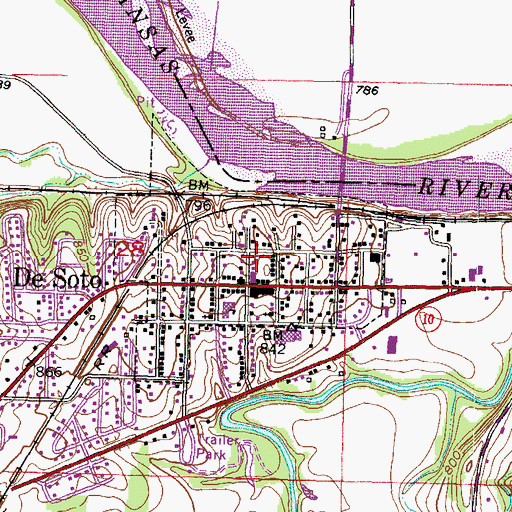 Topographic Map of De Soto, KS