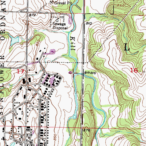 Topographic Map of Spoon Creek, KS