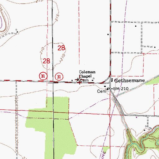 Topographic Map of Coleman Chapel, AR