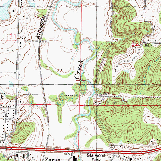 Topographic Map of Clear Creek, KS