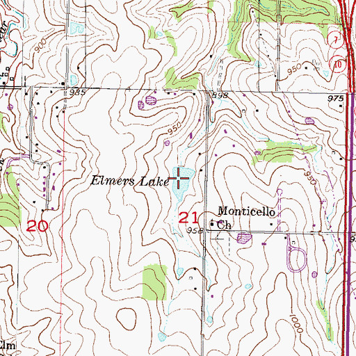 Topographic Map of Elmers Lake, KS