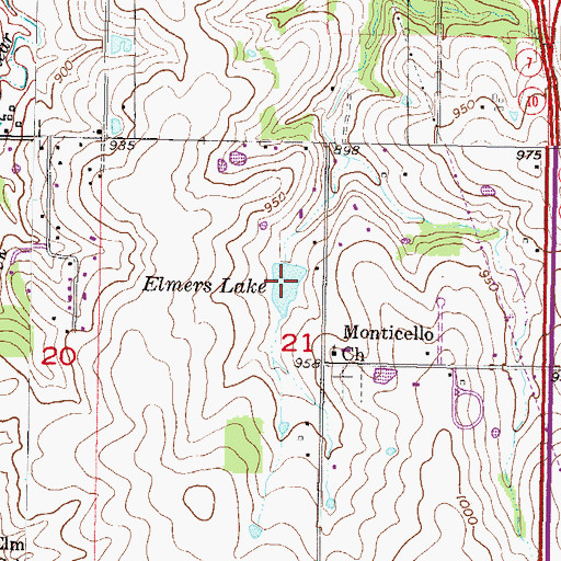 Topographic Map of Elmers Lake, KS