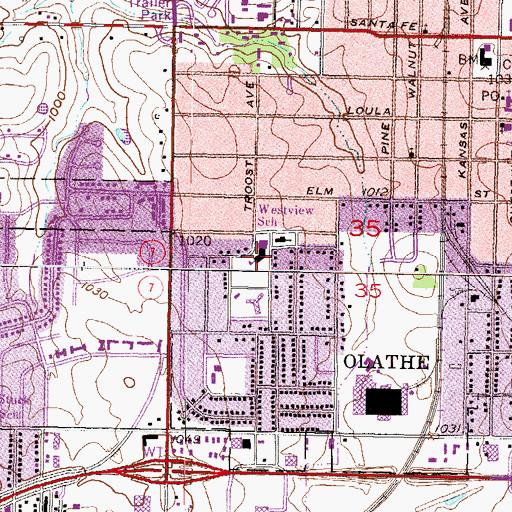 Topographic Map of Westview Elementary School, KS