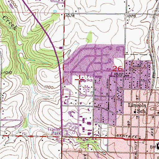 Topographic Map of Fairview Elementary School, KS