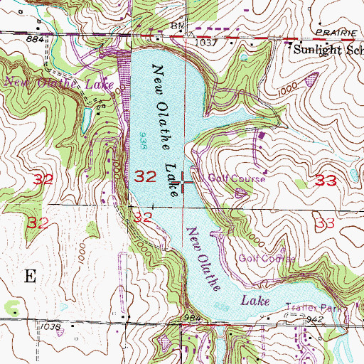 Topographic Map of New Olathe Lake, KS