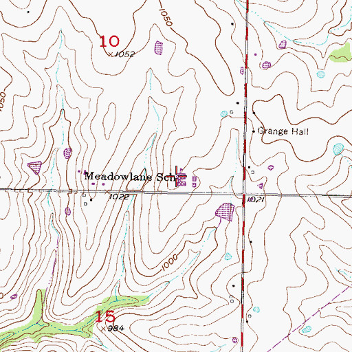 Topographic Map of Meadow Lane Elementary School, KS
