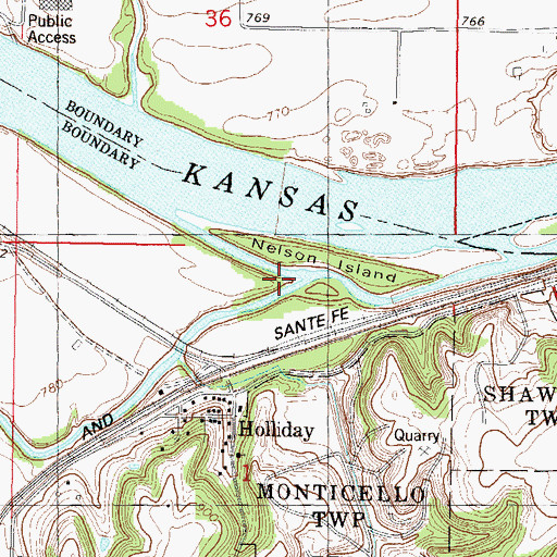 Topographic Map of Mill Creek, KS