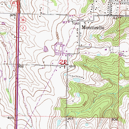 Topographic Map of Township of Monticello (historical), KS