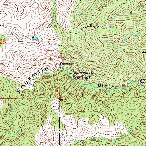 Topographic Map of Fourmile Springs, AZ