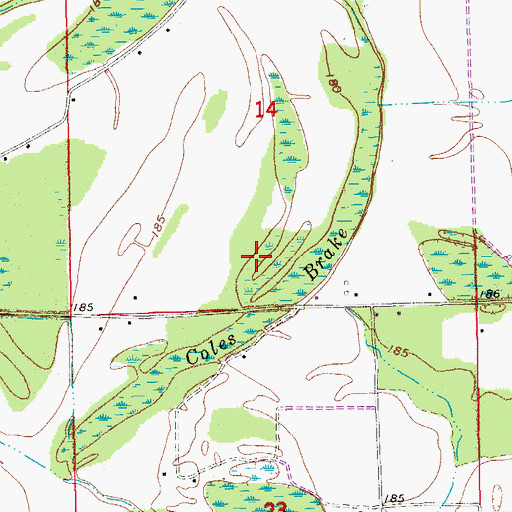 Topographic Map of Coles Brake, AR