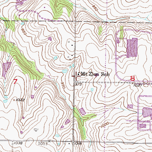Topographic Map of Mount Zion School (historical), KS