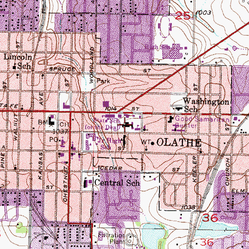 Topographic Map of Kansas State School for the Deaf, KS