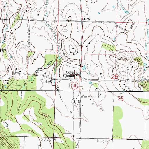 Topographic Map of Coles Chapel, AR