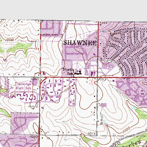 Topographic Map of North School, KS