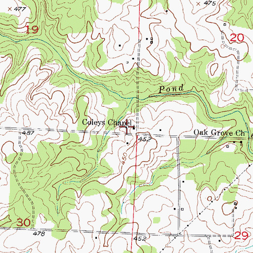 Topographic Map of Coleys Chapel, AR