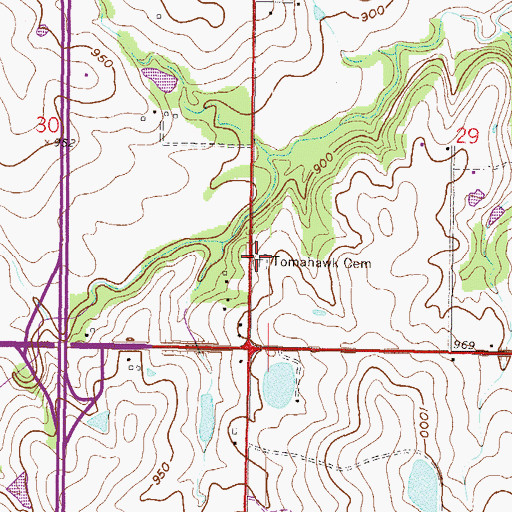 Topographic Map of Tomahawk Cemetery, KS
