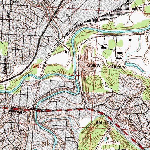Topographic Map of Brush Creek, MO