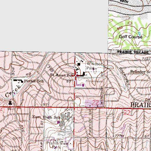 Topographic Map of Saint Ann Catholic School, KS