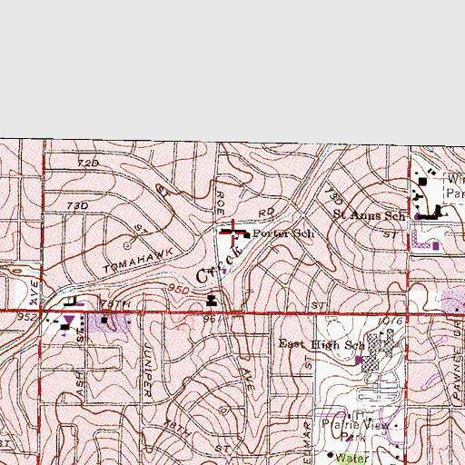 Topographic Map of Porter School, KS
