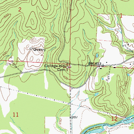Topographic Map of College Hill Cemetery, AR