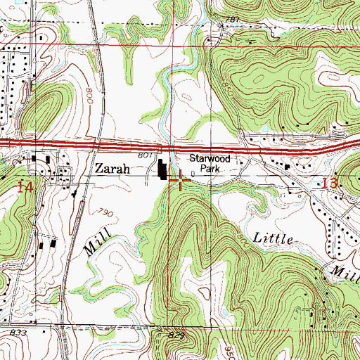 Topographic Map of Little Mill Creek, KS