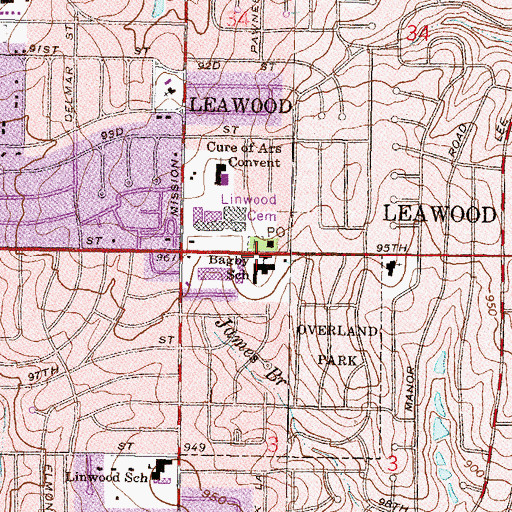 Topographic Map of Bagby School, KS
